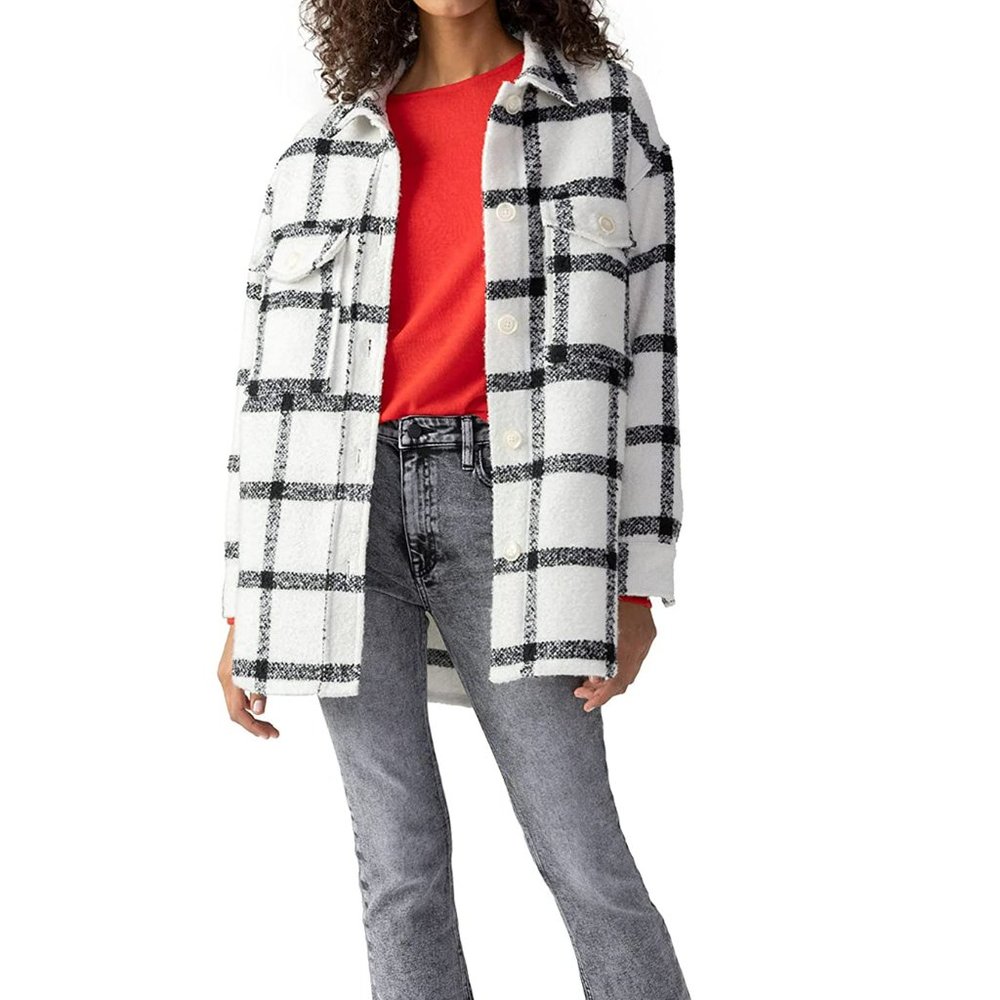 Sanctuary Midi Coat in Looking Glass Plaid  Sz L  NWT